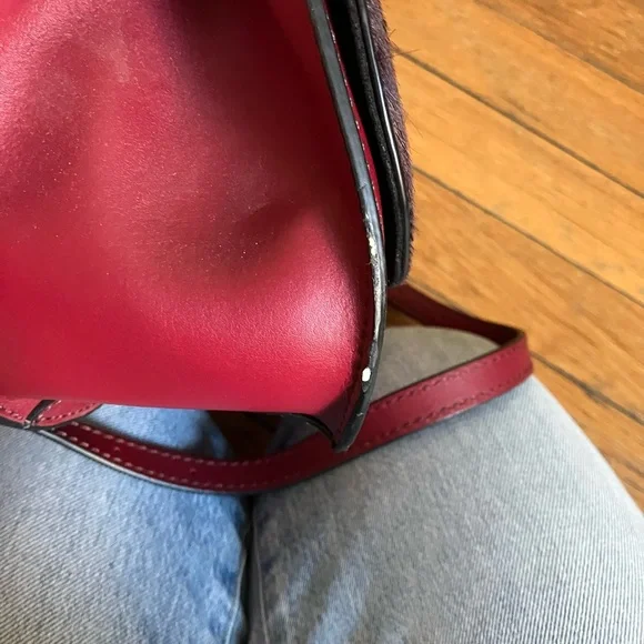 JCrew maroon leather and calfhair handbag - Picture 5 of 5